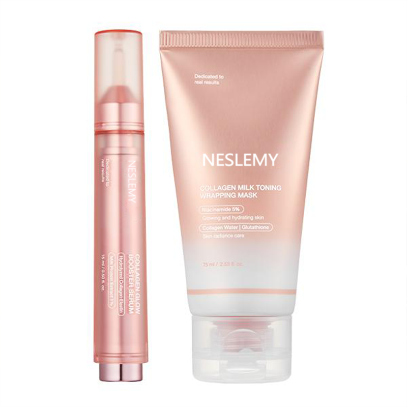 Collagen Duo l Collagen Glazed Milky Glow Wrapping Mask (20-Min Use) + Collagen Glow Booster Milk Serum for Hydration & Radiance, Korean Skincare, K-beauty