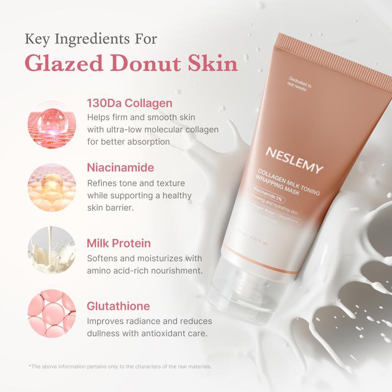 Collagen Duo l Collagen Glazed Milky Glow Wrapping Mask (20-Min Use) + Collagen Glow Booster Milk Serum for Hydration & Radiance, Korean Skincare, K-beauty