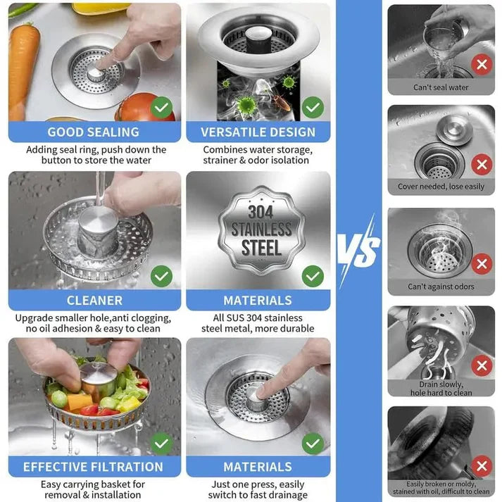 🔥New upgrade🔥LAST DAY 56% OFF-Upgraded 3 in 1 Kitchen Sink Drain Strainer