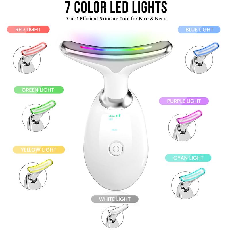 2025 AQA RF Face & Neck Massager with 7-Color LED – Skin Rejuvenation, Lifting, Toning & Glow Boost