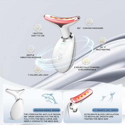 2025 AQA RF Face & Neck Massager with 7-Color LED – Skin Rejuvenation, Lifting, Toning & Glow Boost