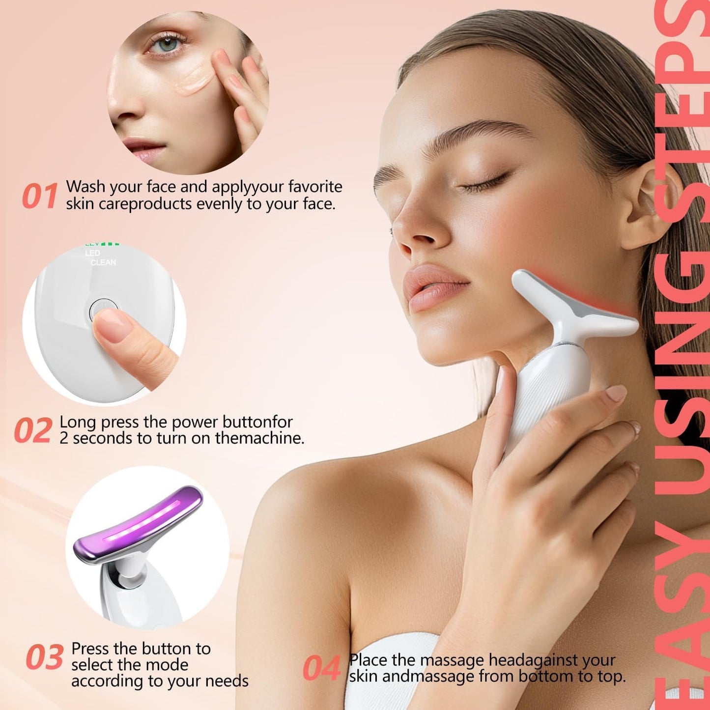 2025 AQA RF Face & Neck Massager with 7-Color LED – Skin Rejuvenation, Lifting, Toning & Glow Boost