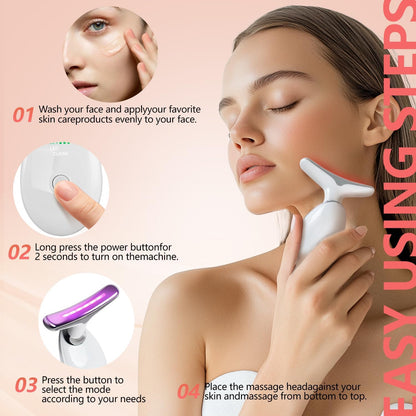 2025 AQA RF Face & Neck Massager with 7-Color LED – Skin Rejuvenation, Lifting, Toning & Glow Boost