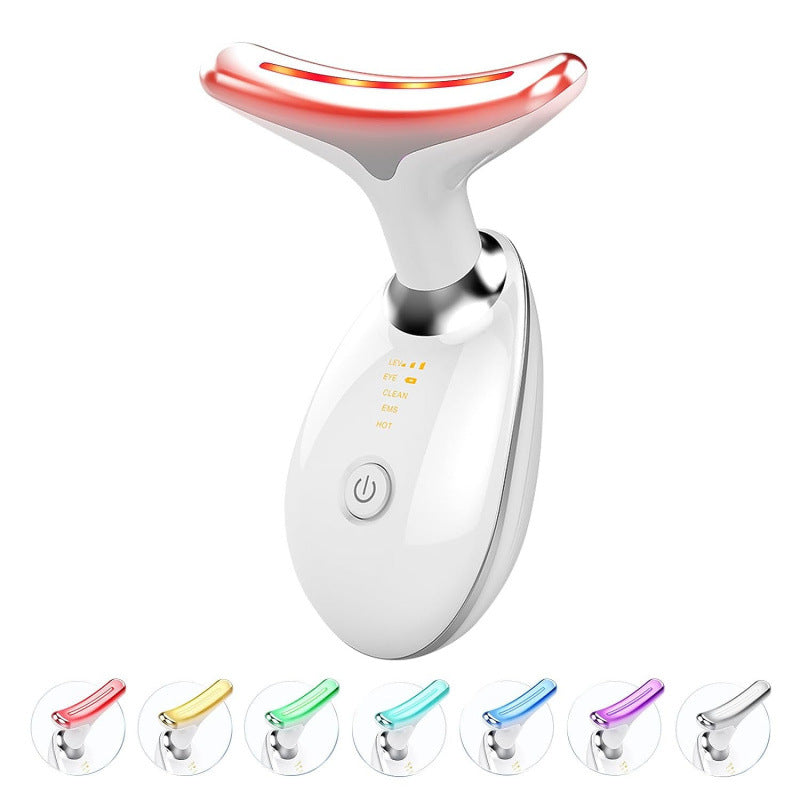2025 AQA RF Face & Neck Massager with 7-Color LED – Skin Rejuvenation, Lifting, Toning & Glow Boost