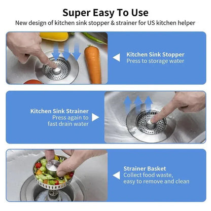 🔥New upgrade🔥LAST DAY 56% OFF-Upgraded 3 in 1 Kitchen Sink Drain Strainer