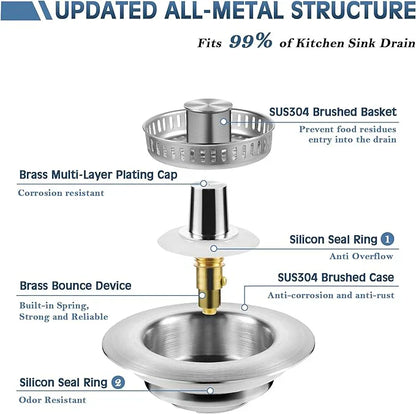🔥New upgrade🔥LAST DAY 56% OFF-Upgraded 3 in 1 Kitchen Sink Drain Strainer
